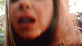 Men stand in line to fuck my slut wife in the backyard