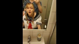 Schoolgirl gets creampied in bathroom