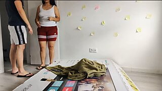 Fucking friend’s mother through a hole in a box