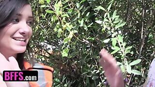 BFFS – Three Beautiful Teens End Up Their Save The Earth Naked Protest Sucking A Worker’s Dick