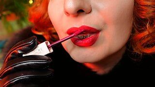 lipstick fetish video – close up ASMR – blogger Arya in FUR