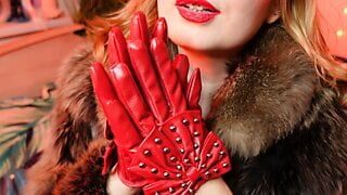 My new RED leather GLOVES close up FETISH video with Arya – ASMR relax sounding