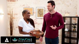 NURU MASSAGE – Hot Ebony Babe Bangs With Her Yoga Class Teammate