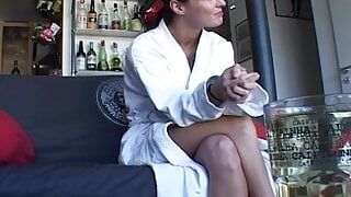 Amazing looking German babe riding a hard dick in the living room