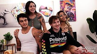 It’s A Fucking Competition On Set Today! Two Studs Race To Fuck And Bust!