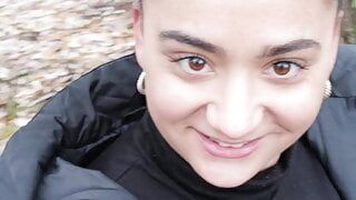 Roadside brunette will masturbate and fuck her pussy