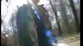 Lea, french milf, gangbanged in a public forest