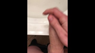 Cumshot At My Friends House on Bathroom Vanity – Huge Unload of CUM !