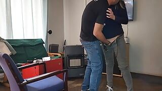 Fucking my neighbour’s wife standing missionary while he is in the bathroom