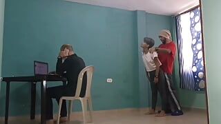 My slutty stepmom fucks my friend while I’m working on the computer