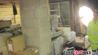 Kinky ks make a cock munching train at a warehouse